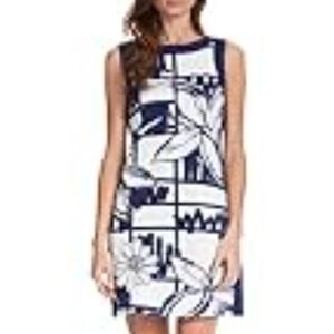 Floral Sleeveless Dress - Navy and White NWOT